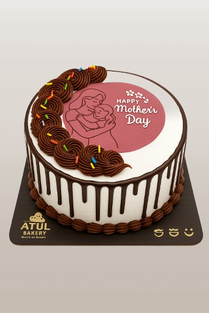Mother’s Day Cake from Atul Bakery in Kim, Surat – Chocolate Design with Happy Mother’s Day Topper